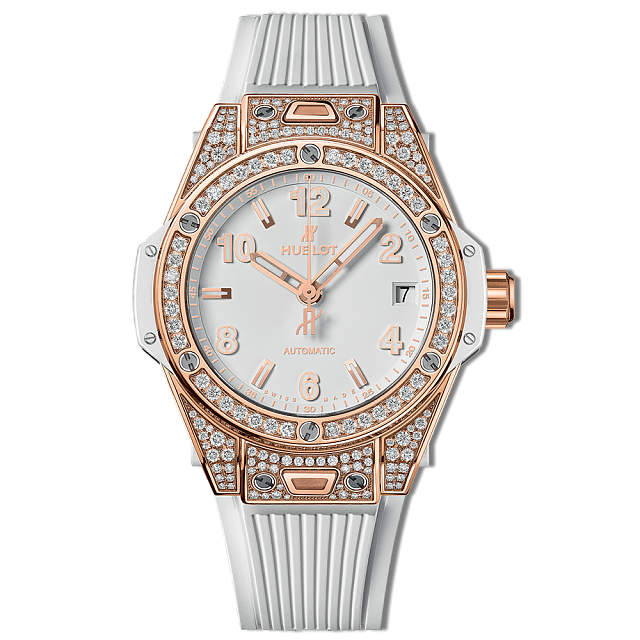 One Click 39 mm King Gold White Pavé